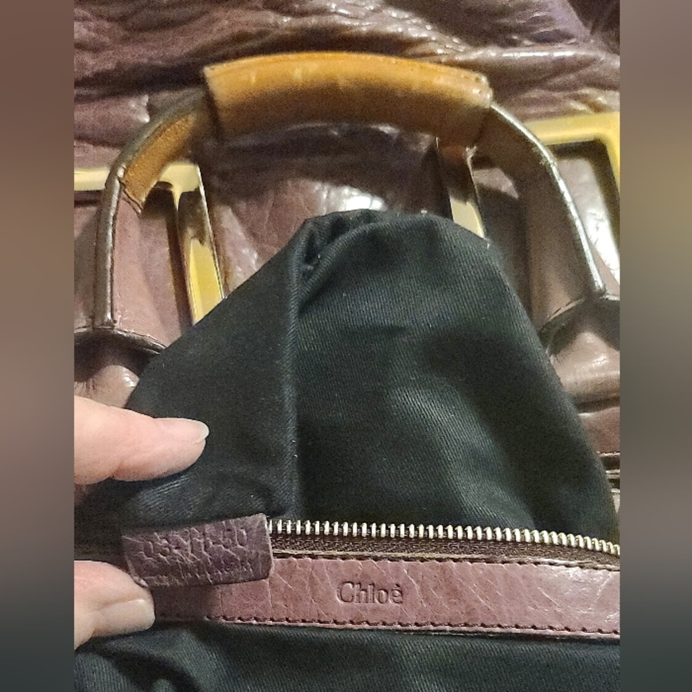 Chloe Burgundy Leather Satchel with Gold Hardware - Picture 13 of 13